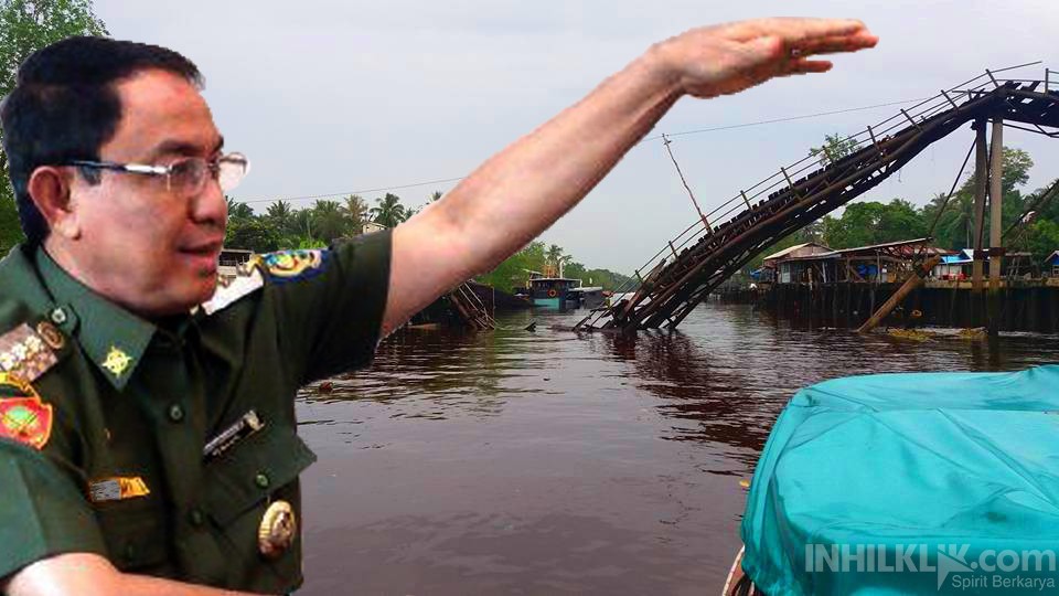 Jembatan di Desa Bente Mandah Inhil Roboh, Bupati Perintahkan Sekda dan Instansi Terkait